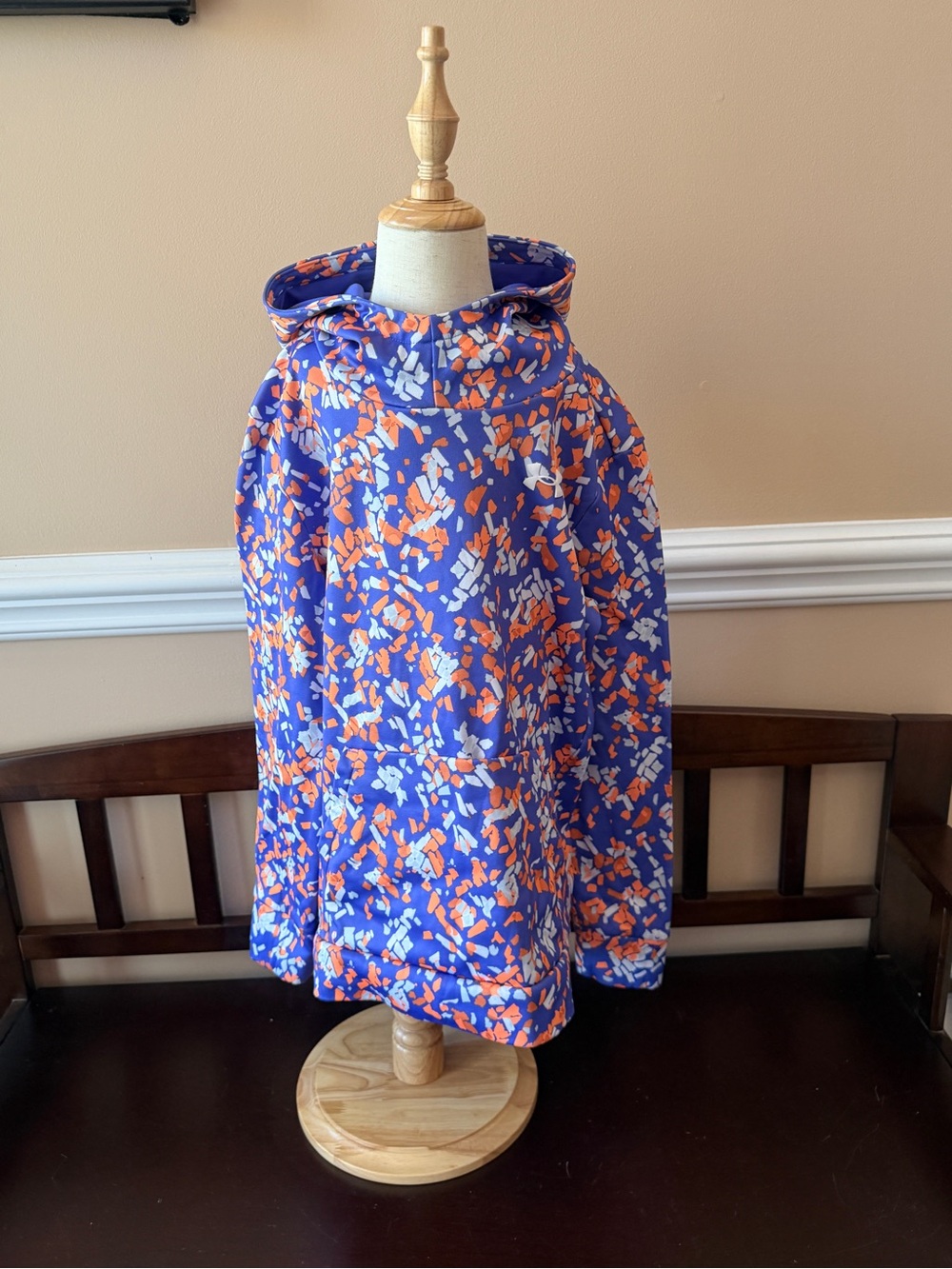 Under Armour Girls Purple Orange White Abstract Print Hoodie